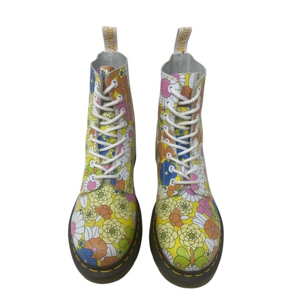 Rare Dr. Martens Pascal 1460 Floral Daisy Butterfly Print Leather Combat Boots 7 - Picture 4 of 14